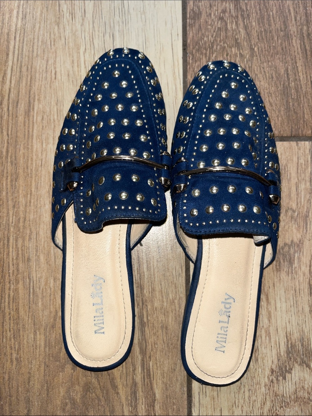 Navy Studded Slip-On Loafers for Women 8.5 Like new